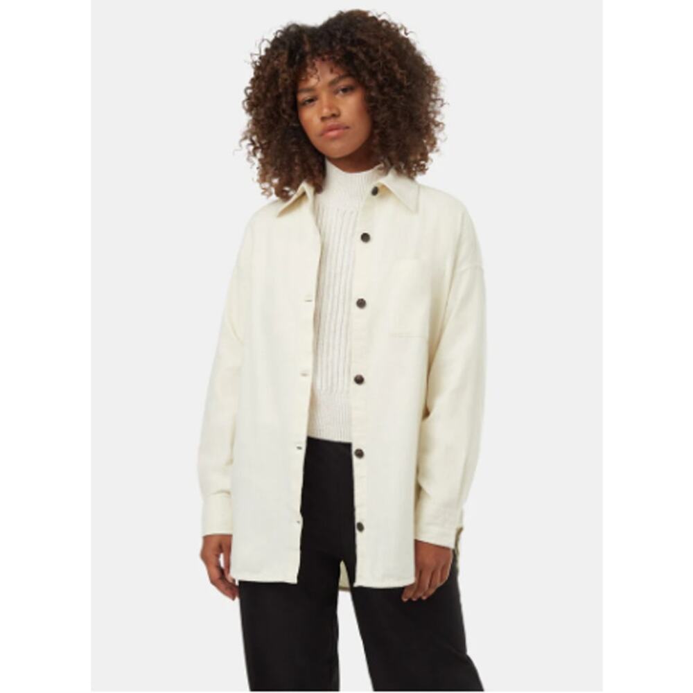 Tentree Fernwood Flannel Shirt‎ Ivory Vintage White Organic Cotton Sustainable M